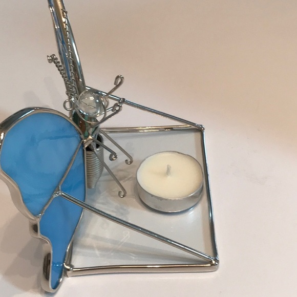 Preowned Stained Glass Butterfly candle holder, Sun Catcher, decor glass stand - Picture 5 of 5
